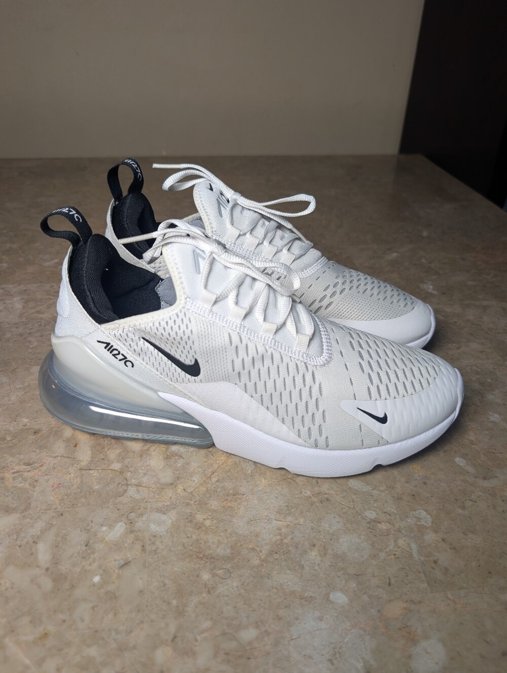 Nike Air Max 270 (2025)  White Black Running Shoes #AH2050-100 Men's Size 9.5